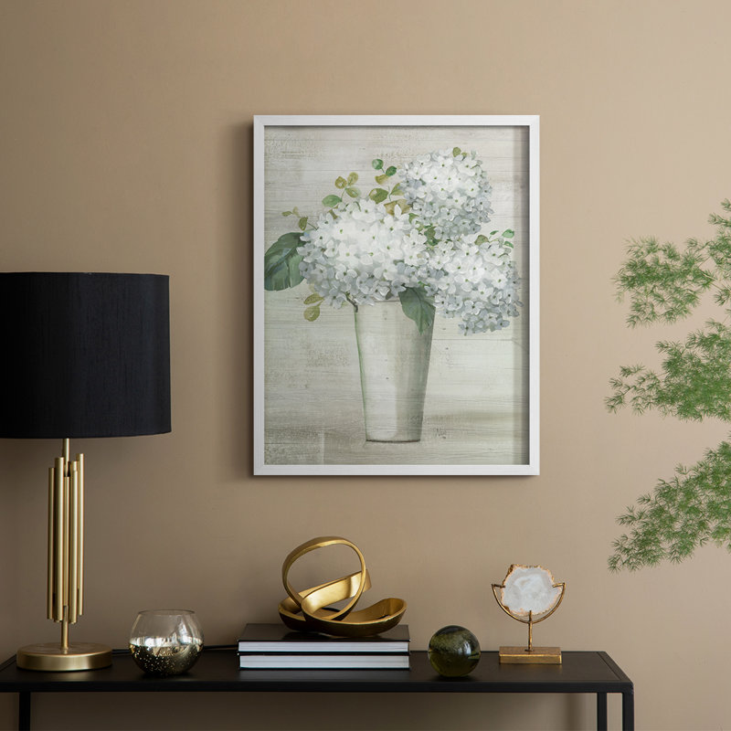 Simply Hydrangeas I, reproduction encadrée - bois massif, H 21 po x l 17 po, Blanc