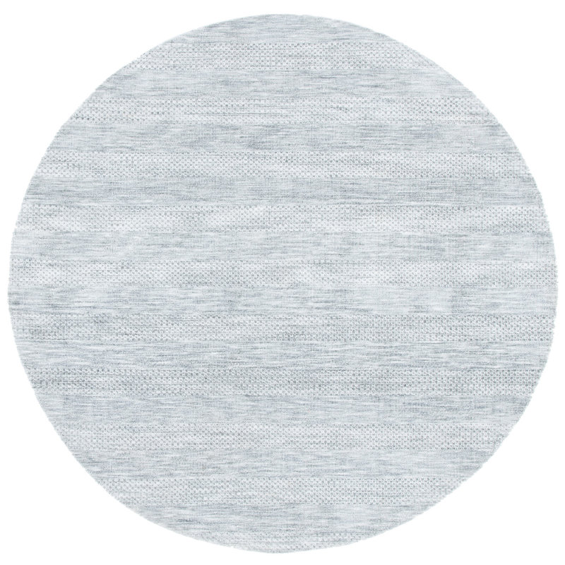 Classic Vintage Hand Loomed Micro Fiber Striped Rug, Round 6'