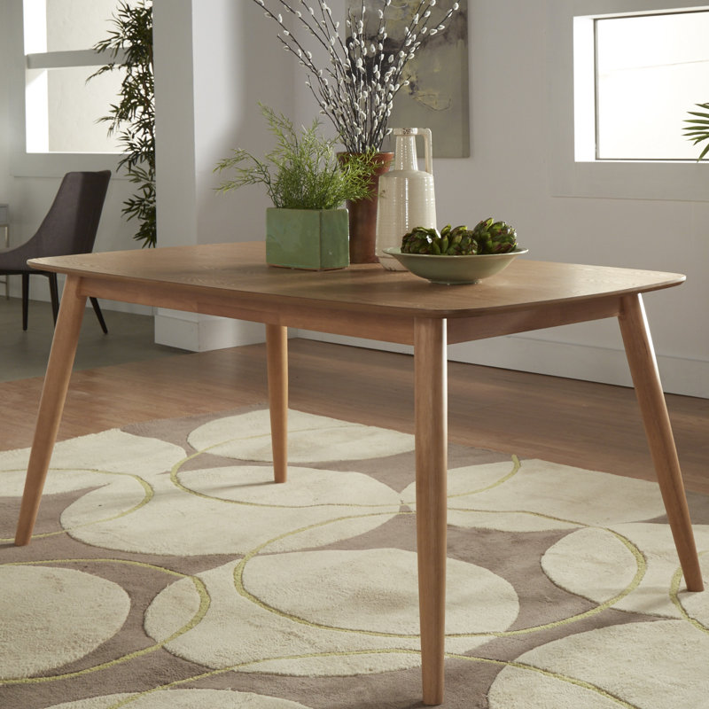 Table de salle à manger rectangulaire avec pieds fuselés l 59,06 po Gallman, Naturel, L 63 po x l 35,44 po