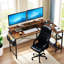 Bureau en L de 47 po avec prises de courant et support pour écran pour bureau à domicile, conception réversible, sac de rangement pour tablettes latérales, convient aux petites zones de vie de la chambre à coucher, bureau d'apparence rétro, bureau en métal de 47 po