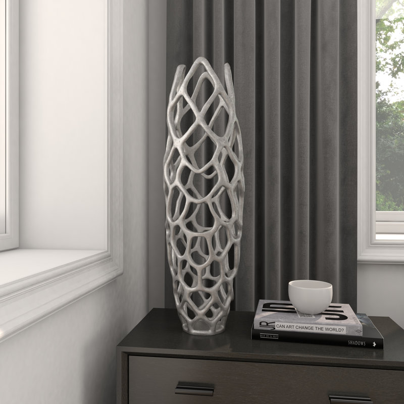 Vase Bodo, Argent, H 26 po x l 8 po x P 8 po