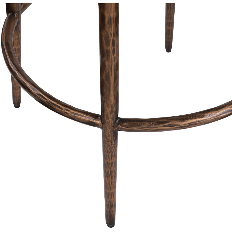 Tabouret de bar rembourré Ferro, Bronze, Tissu blanc performance