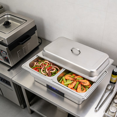 Chauffe-plat électrique moderne 600W (95-194 ° F), buffet à 2 casseroles 9,51 pte pour les fêtes