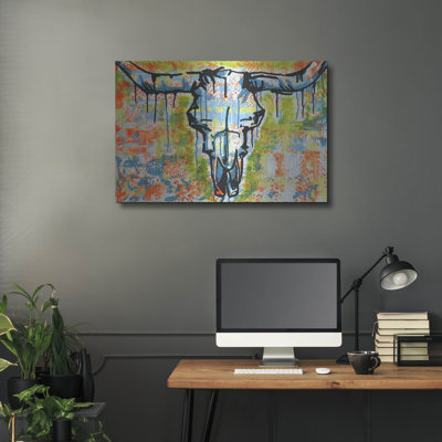 "Bull Skull" par Dean Russo sur métal