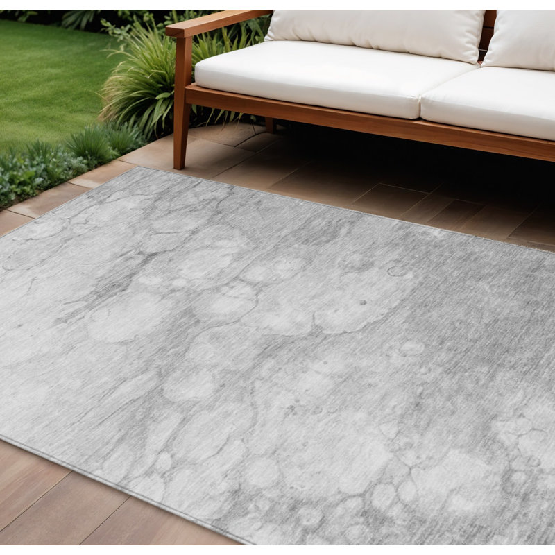 Tapis intérieur lavable abstrait 9 pi x 12 pi gris argenté