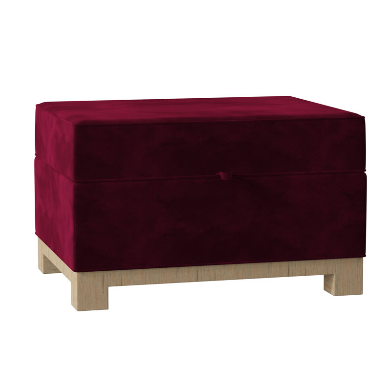 Repose-pieds rectangulaire avec rangement Brandes, Naturel, Velours bourgogne
