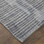 Tapis abstrait en viscose tissé à la main bleu / ivoire / gris-825376922