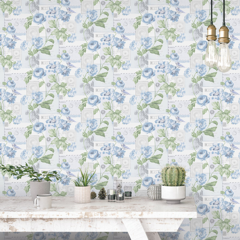 Abrego 10m x 53cm Matte Wallpaper Roll, Blue