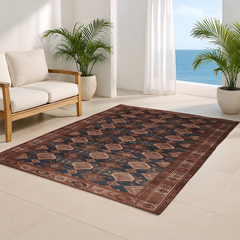 Tapis d'intérieur et d'extérieur brun Persian, Rectangulaire 8 pi x 10 pi