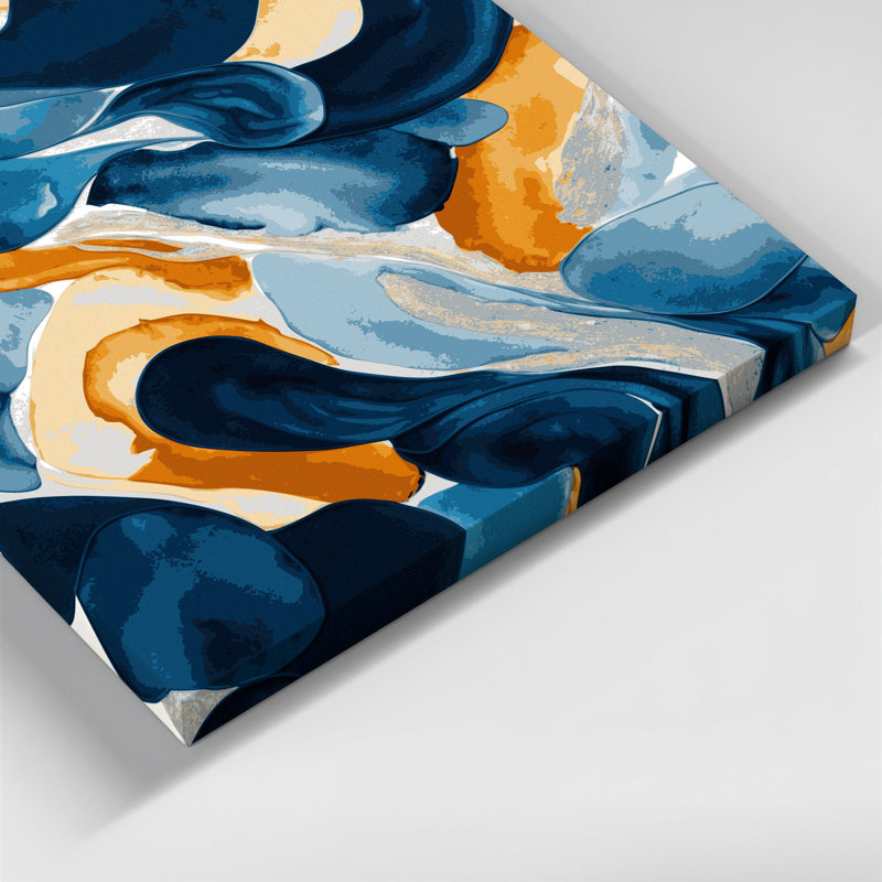 Aquarelle abstraite 40, art mural sur toile bleue, H 32 po x l 32 po