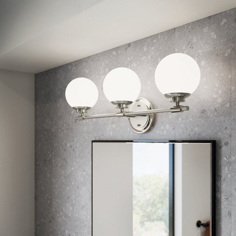 Éclairage pour salle de bain 3 lumières Thorman, Nickel poli