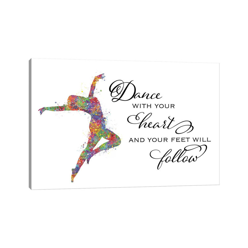 Lyrical Dance Quote Heart Follow by Genefy Art - Wrapped Canvas Print, 101.6 cm H x 66.04 cm W x 3.175 cm D