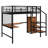 Loft Bed With Desk And Metal Grid, Stylish Metal Frame Bed With Lateral Storage Ladder And Wardrobe-116706025-101515702