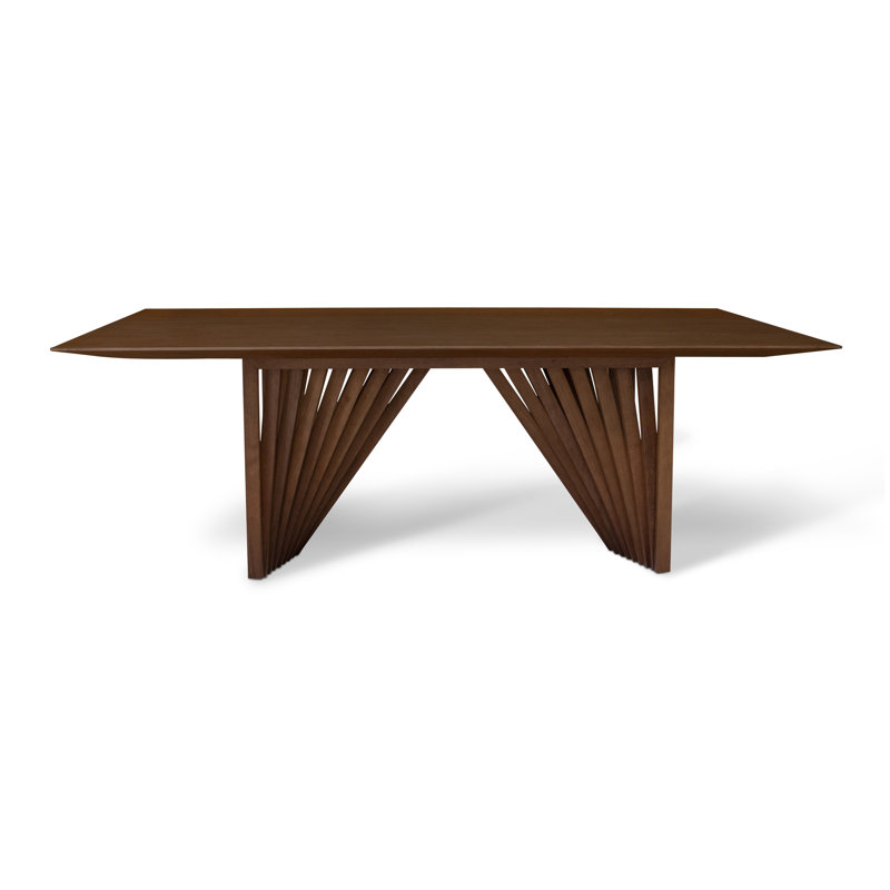 Modern Brazilian Laguna Glass Top Dining Table, Nogal