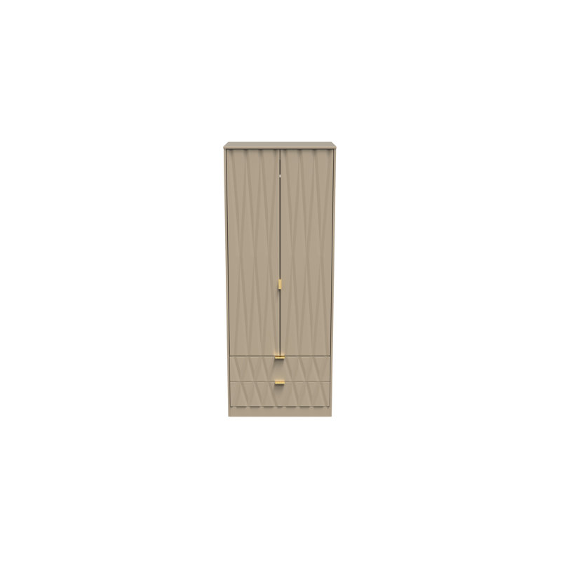 Fully Assembled Efka Diamond Wardrobe, Mushroom Matt Veneer