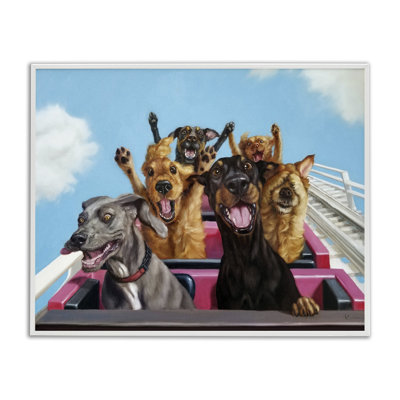 Dogs Riding Roller Coaster Funny Amusement Park