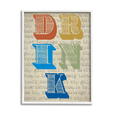 «Drink», estampe de style antique, typographie, mots de cuisine, estampe numérique, art texturé par Graffitee Studios