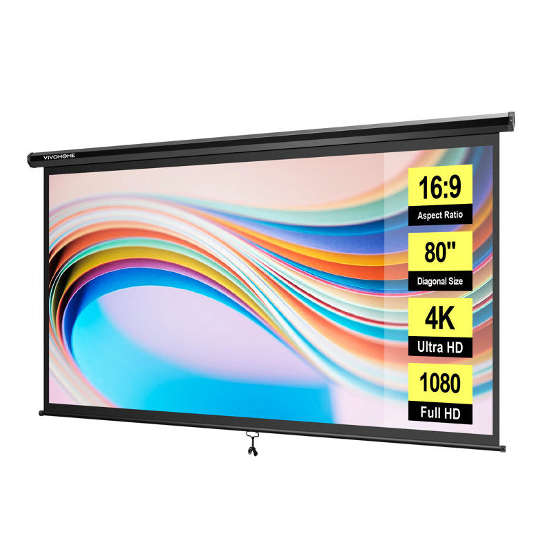 Écran de plafond manuel blanc 49 po x 74 po