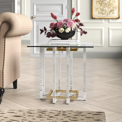 Temple Cloud Glass Top End Table