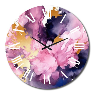 Horloge murale mauve et rose
