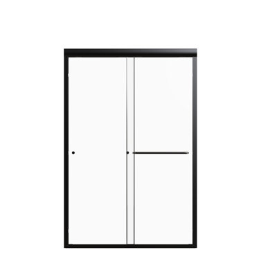 44"-48"W Double Sliding Door, 72"H, Tempered Glass, Matte Black, Bathroom Addition Bypass Shower 48"W*72"H, 1/4" Functional Entrance Accessory