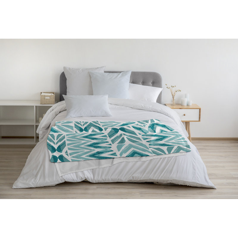 Jeté en molleton, L 60 po x L 80 po, 1.95, Bleu / vert