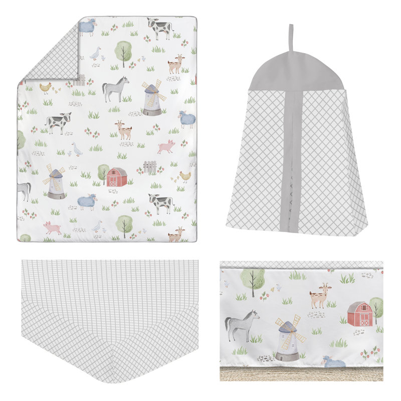 Ensemble de literie pour lit de bébé 4 pièces Farm Animals