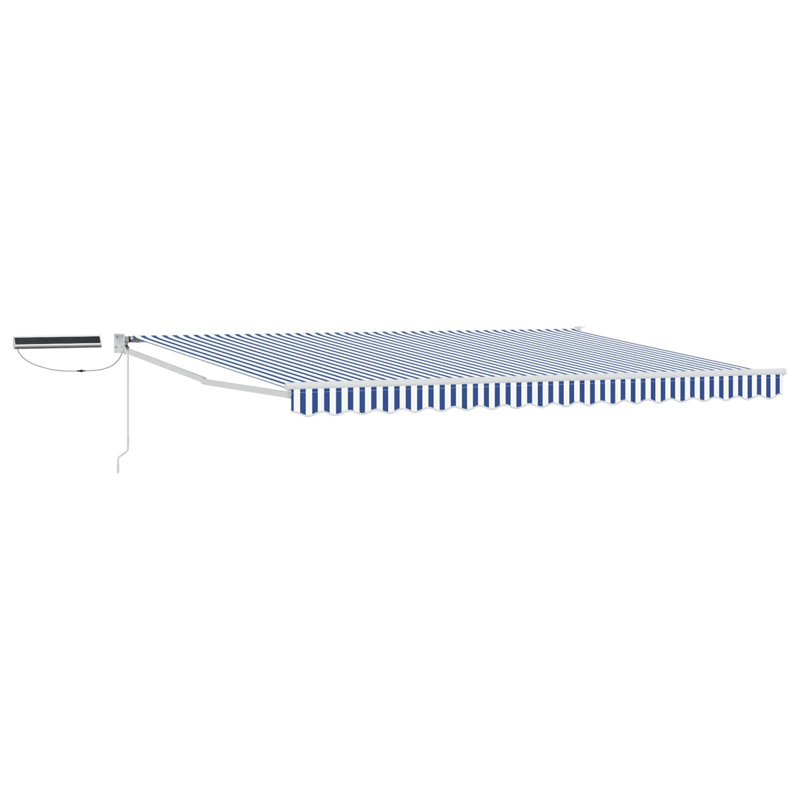 VidaXL Polyester Cover Retractable Patio Awning, Striped, 450cm W x 300cm D, Blue/White