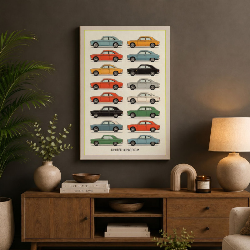Sorted Imports Retro 1 Piece Wrapped Canvas Wall Art, 18x12 - 45.7 x 30.5 cm, Cream Border