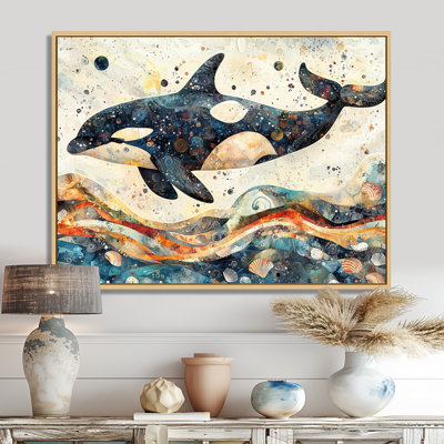 «Hardeman Canadian Whale On Coastal Collage II», art mural baleine