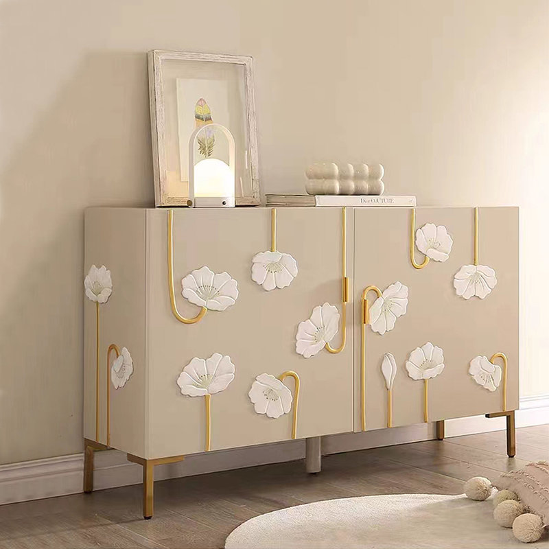Floral Shoe Cabinet Side Cabinet 18 Pair Shoe Storage Cabinet