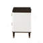 Table de chevet 2 tiroirs blanche et brune avec port USB