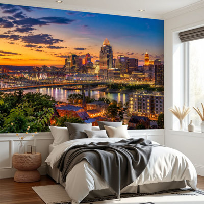 Papier peint adhésif autocollant amovible Cincinnati Ohio Skyline