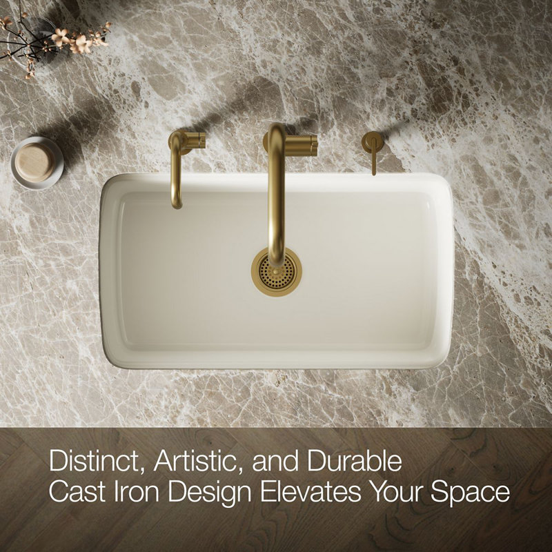 Cape Dory® 33" L x 22" W x 9-5/8" Under-Mount Single-Bowl Kitchen Sink with 5 Oversize Faucet Holes, Biscuit