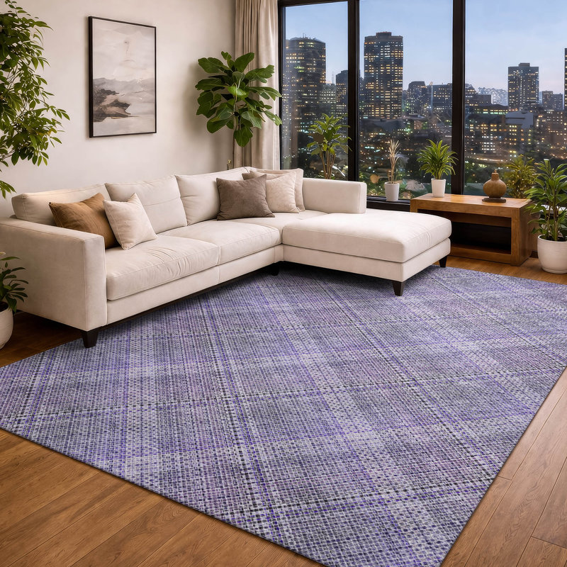 Tapis intérieur / extérieur lavable à la machine Chantille ACN2884, Mauve, 8 pi x 10 pi