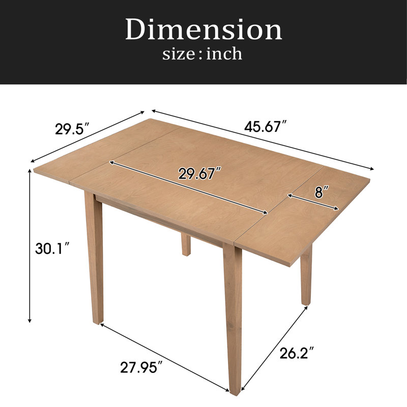 29"- 45" Extendable Dining Table For 4, Folding Kitchen Table With Rubberwood Legs, Space-Saving Dinner Table For Living Room, Kitchen, Dining Room, Small Space