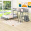 Twin Over Full Bunk Bed With Desk And Drawers,Ladder-1025176744