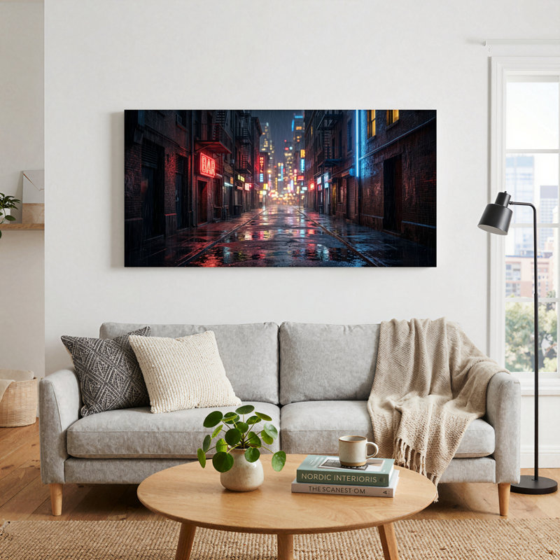 Ensemble de 1 tableau sur toile Neon City, 40“W x 20”H, Wrapped Canvas
