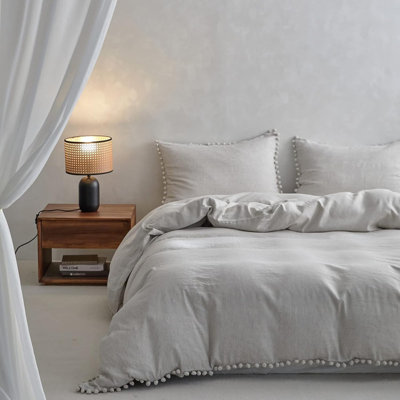 French Linen Blended Duvet Cover Bed Set ,1 Comforter Cover And 2 Pillow Shams