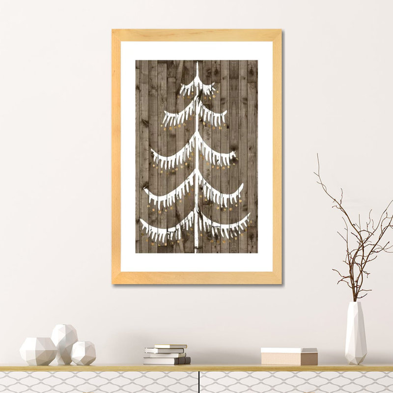 « Boisé whimsy III » par Grace Popp-impression d’art graphique, H 24 po x l 16 po x P 1 po, Papier encadré noir, Blanc