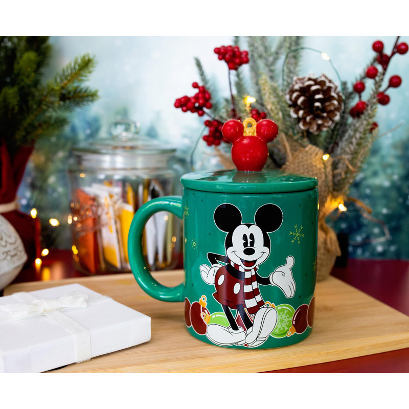Tasse en céramique Disney Mickey Mouse Holiday Ornaments | Peut contenir 18 onces