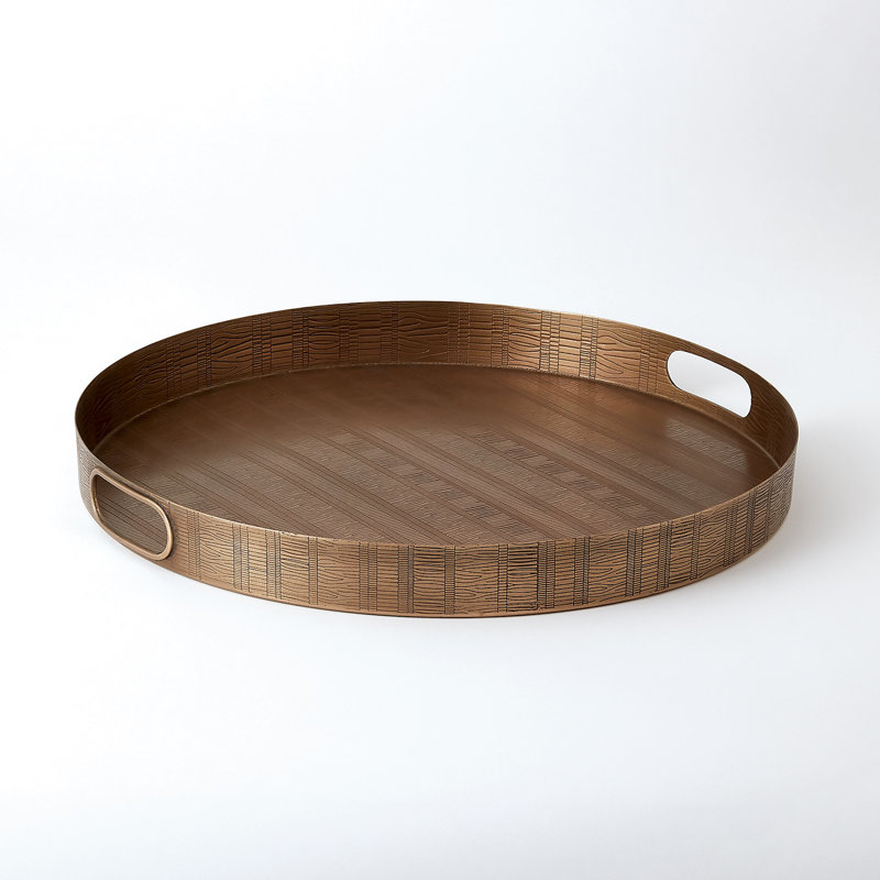 Plateau rond gravé Kokoro - laiton