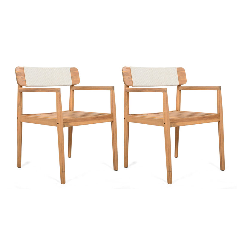 Modern Dining Chairs, Teak/White