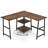 L-Shaped Metal Base Computer Desk with Power Outlet-61590592