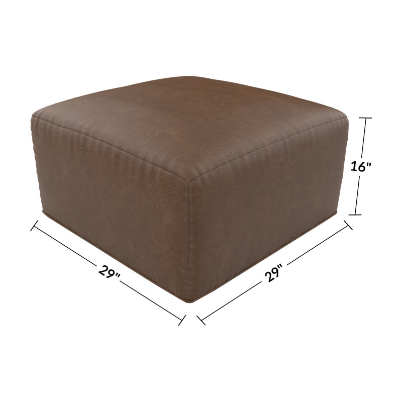 Pouf carré moderne Cupertino recouvert de cuir