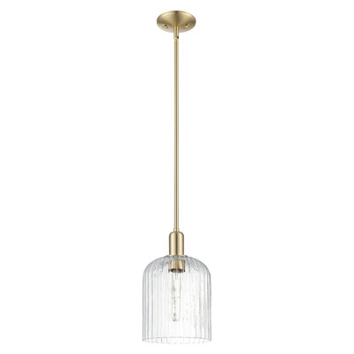 Arcadia - Bridal Veil - 1 Light 8" Stem Hung Mini Pendant - Champagne Bronze Finish - Clear Shade