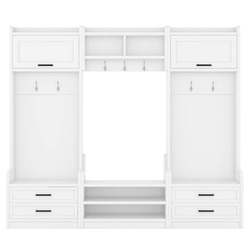 Portemanteau amovible 4 en 1 avec rangement et 7 crochets, portemanteau multifonctionnel avec tiroirs de rangement et armoire, banc à chaussures pour le vestibule