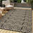 9x12 Large Geometric Outdoor Rug, Coffee Chevron Pattern Waterproof Reversible Plastic Straw Camping Rug, Foldable Lightweight Modern Outside Mat for Camper Balcony Beach Porch RV-589307851
