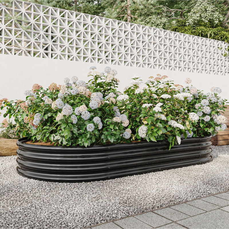 Metal Raised Garden Bed In Black, 87.51"X43.77"X11.17", For Plants & Veggies, Material, Open Base Black Bed, 88.99"X43.77"X11.17", Veggies Flowers, Rust Finish, Generous Space