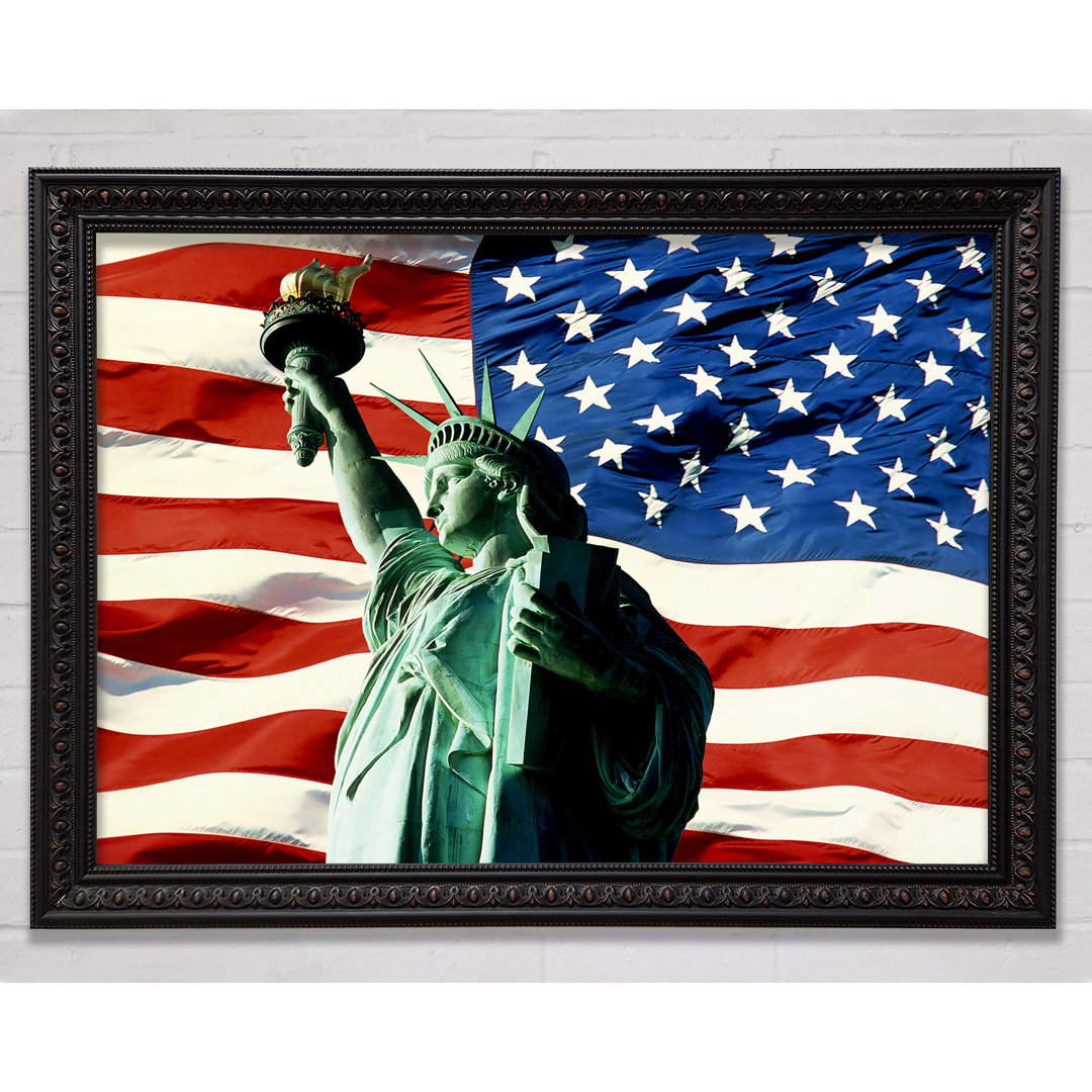 Stars And Stripes With Lady Liberty - Einzelner Bilderrahmen Kunstdrucke